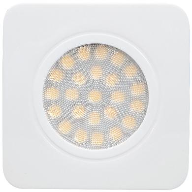 LED cabinet downlight for building-in, square 3W, 4200K, 12V DC, IP44, white