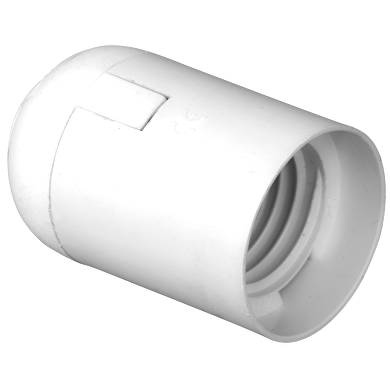 Plastic lamp socket E27, smooth, white
