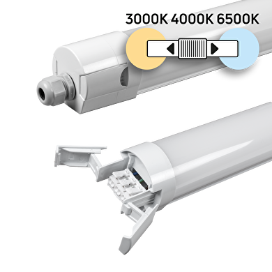 Led industriarmatur, slank, CCT, PC, 1,20m 36W, 220V-240V AC, IP65