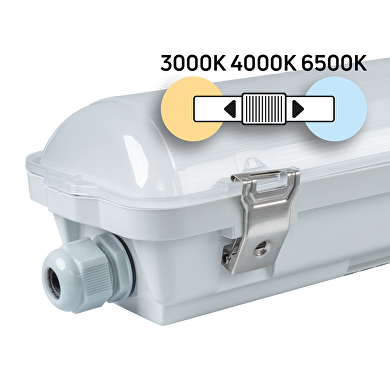 LED industrial lamp CCT PC housing, 0.60m, 18W max, 220V-240V AC, IP66