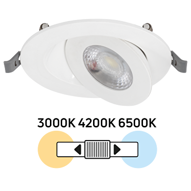 LED downlight til indbygning, kipbar, 7W, 3000K/4000K/6000K, 220-240V AC, IP20