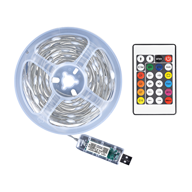 LED USB ambient lys 1W/m, RGB, 5V DC, SMD3939, 20m, 10 LEDs/m, IP65