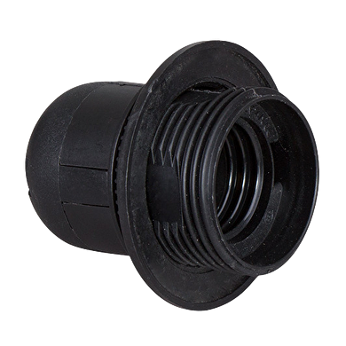 Plastic lamp socket E27, half-threaded, black, 50 pcs. in a package