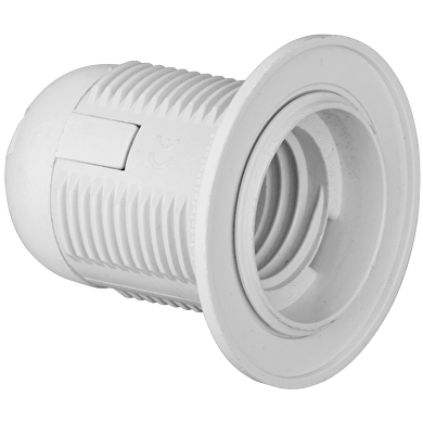 Plastic lamp socket E27, fully-threaded, white, 50 pcs. in a package