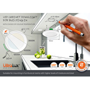 LED Indbygningsspot, 4W, 3000K/4000K/6500K, 12V DC, IP44, Hvid