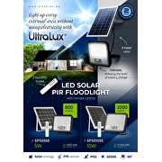 Solar LED floodlight with PIR sensor, 90°, 10W, 5500K, IP65